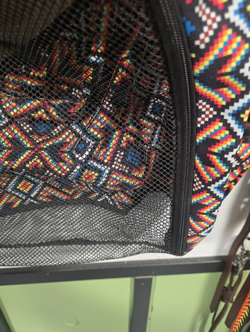 Colorful Geometric Patterned Sport Boot Bag with Front Mesh Pocket - Picture 8 of 16